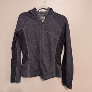 Mountain Hardwear Womens Medium Gray Full Zip Wool Blend Hooded medium
